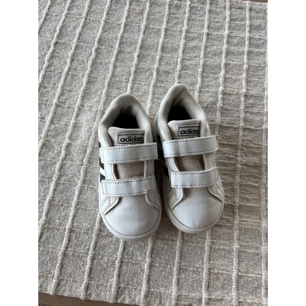 Adidas Grand Court Toddler Shoes White Black Sneakers Size 6K EF0118